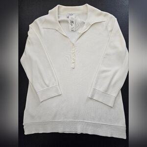 LOFT Rayon/Nylon Blend Off White Top - Size XL